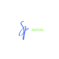 Sp initial handwriting logo for identity white background