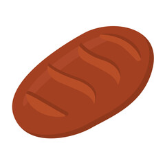 A loaf of rustic rye bread.Rustic baked food shops.Brown bread.Vector realistic illustration.Bakery products.