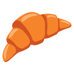 Baking croissant icon for a bakery.Vector realistic illustration.Sweet food isolated on white background.Delicious dessert for breakfast.