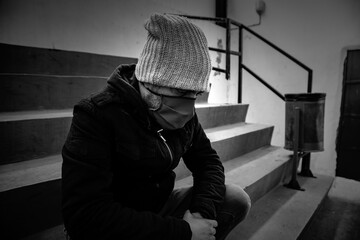 Young street gang with mask