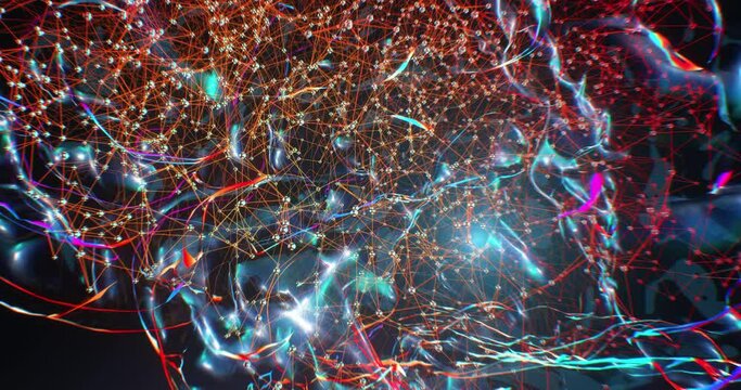Neural networkartificial intelligence glowing Cyber Brain  looped animation
