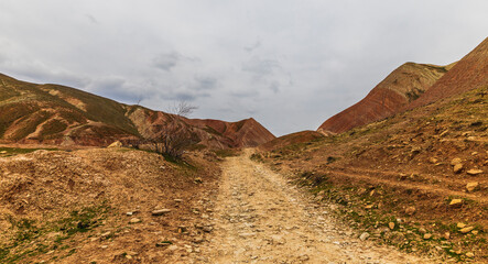 Colored mountains of Khizi in Azerbaijan like gingerbread