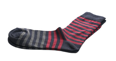 New striped colorful socks pair isolated on white background