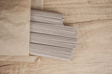 soba - buckwheat noodles (raw buckwheat noodles). soba noodles. food background