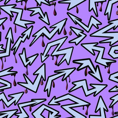 seamless vector pattern with randomly directed arrows and blots on a lilac background