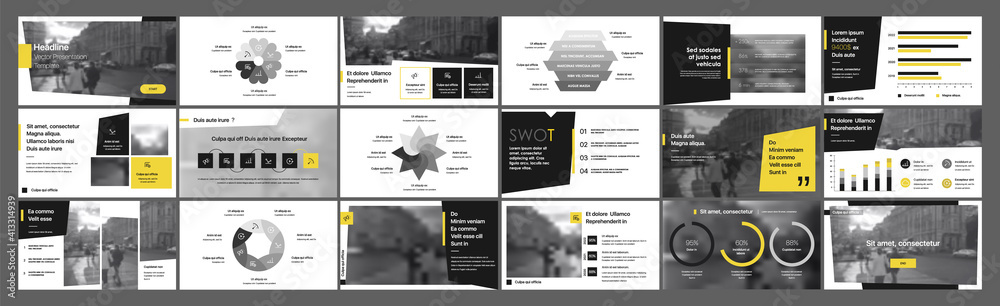 Wall mural geometric graphic design project proposal presentation. infographic slide template. for use in prese
