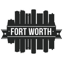 Fort Worth Texas USA Skyline Silhouette Design City Vector Art Famous Buildings Stamp Stecil.