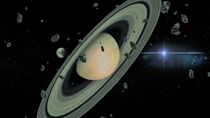 Asteroid Day on June 30 , 2021  planet saturn retrograde 3 d illustration © SN