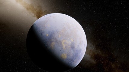 Naklejka premium Planets and galaxy, science fiction wallpaper. Beauty of deep space. Billions of galaxy in the universe Cosmic art background 3d render