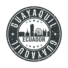 Guayaquil Ecuador Skyline. Round Postmark Icon City Design. Vector Landmark Travel.
