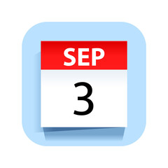 September 3. Calendar Icon. Vector Illustration.
