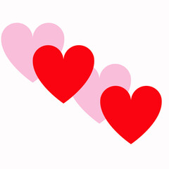 Card with pink and red hearts on white background, Valentines day poster, card, vector