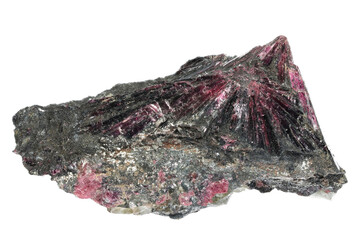 erythrite (cobalt bloom) from Bou Azzer, Morocco isolated on white background