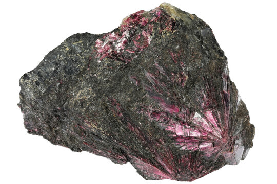 erythrite (cobalt bloom) from Bou Azzer, Morocco isolated on white background
