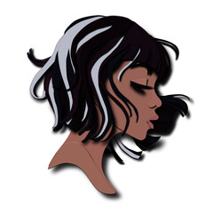 Made in wind style paper cutout. Papercut girl.