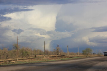 clouds over the road