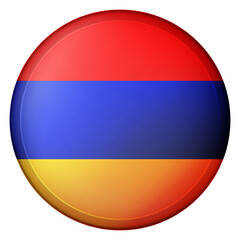 Glass light ball with flag of Armenia. Round sphere, template icon. Armenian national symbol. Glossy realistic ball, 3D abstract vector illustration highlighted on a white background. Big bubble.