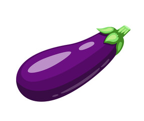  A whole purple eggplant. Aubergine isolated on a white background. Stock vector illustration. Design element for logo, label,sign, emblem, badge.