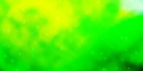 Obraz premium Light Green, Yellow vector background with small and big stars.