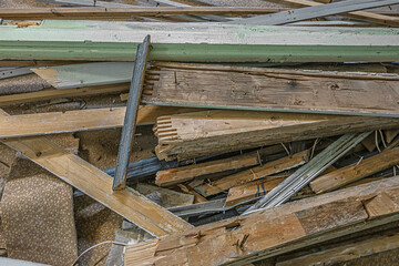 abstract background of pile of wooden construction debris