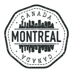 Montreal, QC, Canada Stamp Skyline Postmark. Silhouette Postal Passport. City Round Vector Icon. Vintage Postage Design.