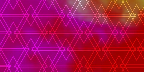 Light Pink, Yellow vector texture with lines, triangles.