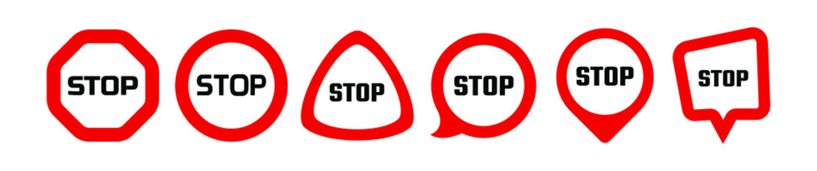 Red stop sign. Vector icon	