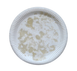 Disposable paper plate for food on a white background.