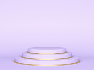 Purple pastel podium or pedestal backdrop. Blank minimal design concept. 3d rendering