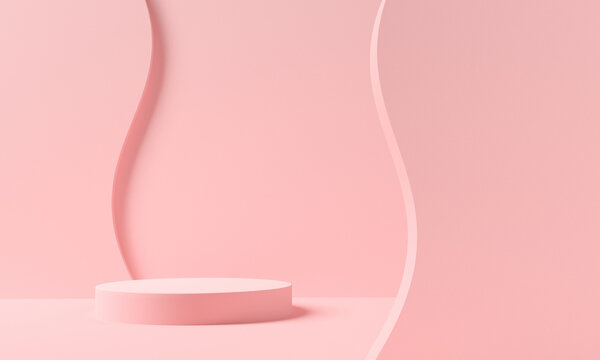 Pink pastel podium or pedestal backdrop. 3d rendering © fotomaximum