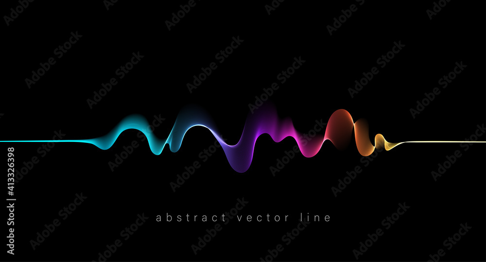 Sticker abstract flowing wavy lines. colorful dynamic wave. vector design element for concept of music, part