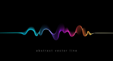 Abstract flowing wavy lines. Colorful dynamic wave. Vector design element for concept of music, party, technology, modern. - obrazy, fototapety, plakaty
