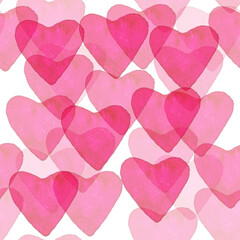 Seamless pattern for Valentine's day. Watercolor hearts for printing on paper. - 413326598