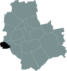 Black location map of the Varsovian Ursus district inside gray map of Warsaw, Poland