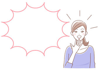 驚く女性と吹き出し