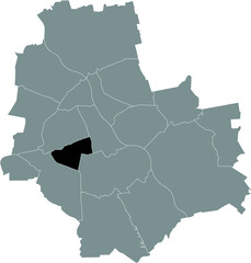 Black location map of the Varsovian Ochota district inside gray map of Warsaw, Poland - obrazy, fototapety, plakaty