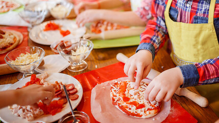 Pizza baking master class for children. Children's birthday