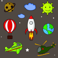 seamless pattern for design, space, sky theme, for kids. Suitable for fabric, packaging paper and textiles
