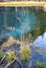 Blue thermal lake in Altai