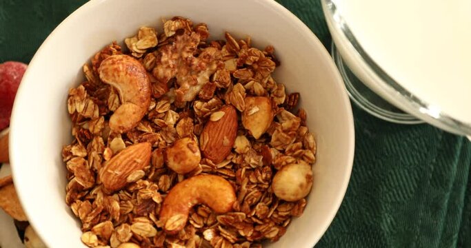 Healthy homemade granola with assorted nuts and dried fruits
