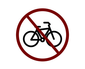 no bicycle vector icon.  Editable stroke. Linear symbol for use on web and mobile apps, logo, Print media. Line illustration. Vector isolated on white  background