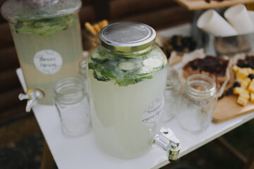 jars with mint and lemon spices