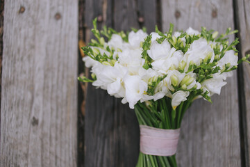 Obraz na płótnie Canvas bouquet of white flowers wedding