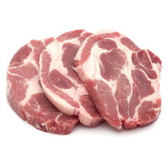 Raw pork chop meat isolated on white background cutout