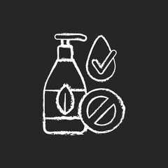 Silicone free chalk white icon on black background. Natural cosmetics. Creation of cosmetics without harmful chemical additives. Professional care. Isolated vector chalkboard illustration