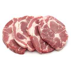 Raw pork chop meat isolated on white background cutout