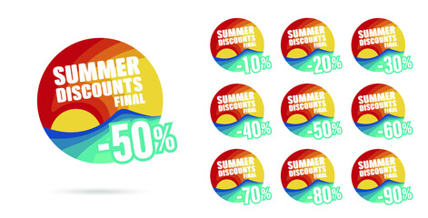 Summer discount set sea sun percent