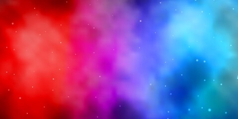 Light Blue, Red vector background with colorful stars.