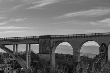 Isernia, Molise, Italy.  Santo Spirito railway bridge. View