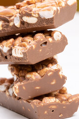 Chocolate with rice isolated above white background